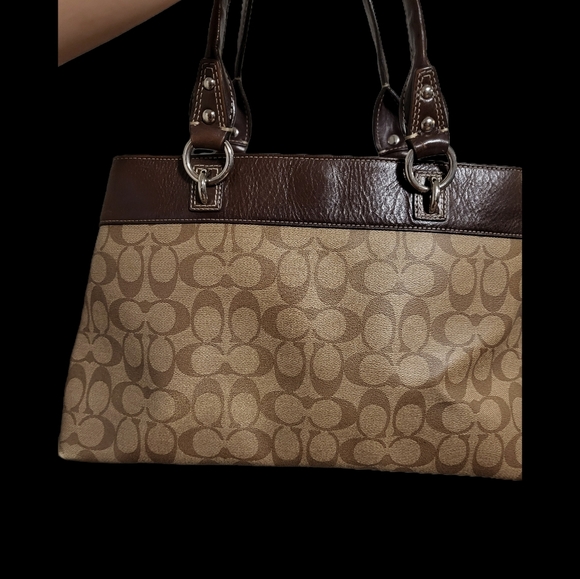 COACH 2010 Signature Tote Bag. Brown Signature C . BRIGHT YELLOW INTERIOR - Picture 8 of 11